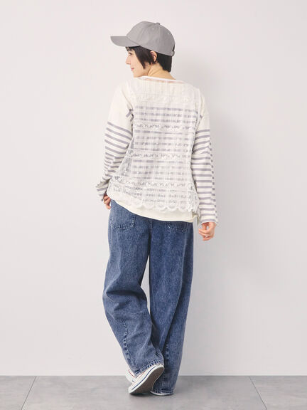 【オーガニックコットン】デニムバレルパンツ（サックスブルー/ブルー/キナリ）｜Samansa Mos2（サマンサ モスモス）通販