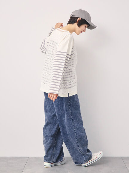 【オーガニックコットン】デニムバレルパンツ（サックスブルー/ブルー/キナリ）｜Samansa Mos2（サマンサ モスモス）通販