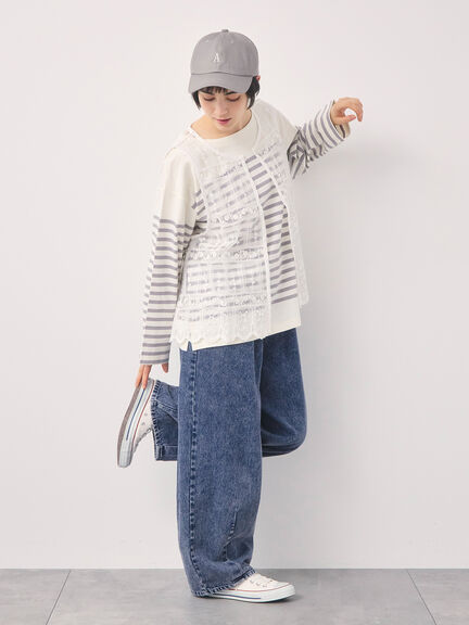 【オーガニックコットン】デニムバレルパンツ（サックスブルー/ブルー/キナリ）｜Samansa Mos2（サマンサ モスモス）通販