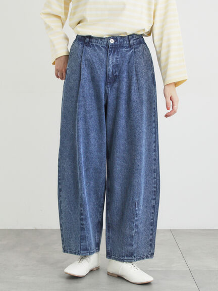 【オーガニックコットン】デニムバレルパンツ（サックスブルー/ブルー/キナリ）｜Samansa Mos2（サマンサ モスモス）通販