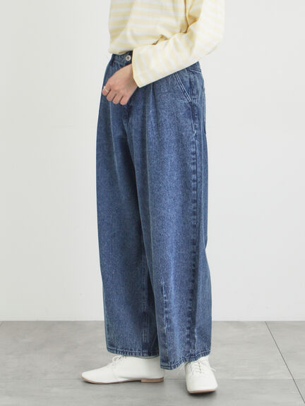 【オーガニックコットン】デニムバレルパンツ（サックスブルー/ブルー/キナリ）｜Samansa Mos2（サマンサ モスモス）通販