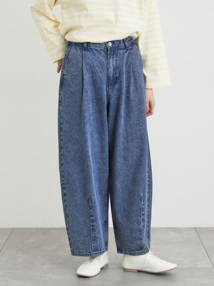 【オーガニックコットン】デニムバレルパンツ（サックスブルー/ブルー/キナリ）｜Samansa Mos2（サマンサ モスモス）通販