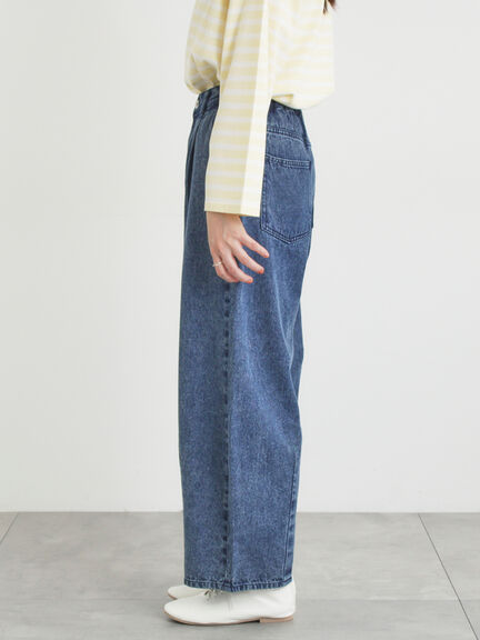 【オーガニックコットン】デニムバレルパンツ（サックスブルー/ブルー/キナリ）｜Samansa Mos2（サマンサ モスモス）通販