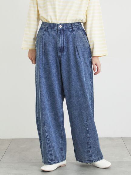 【オーガニックコットン】デニムバレルパンツ（サックスブルー/ブルー/キナリ）｜Samansa Mos2（サマンサ モスモス）通販