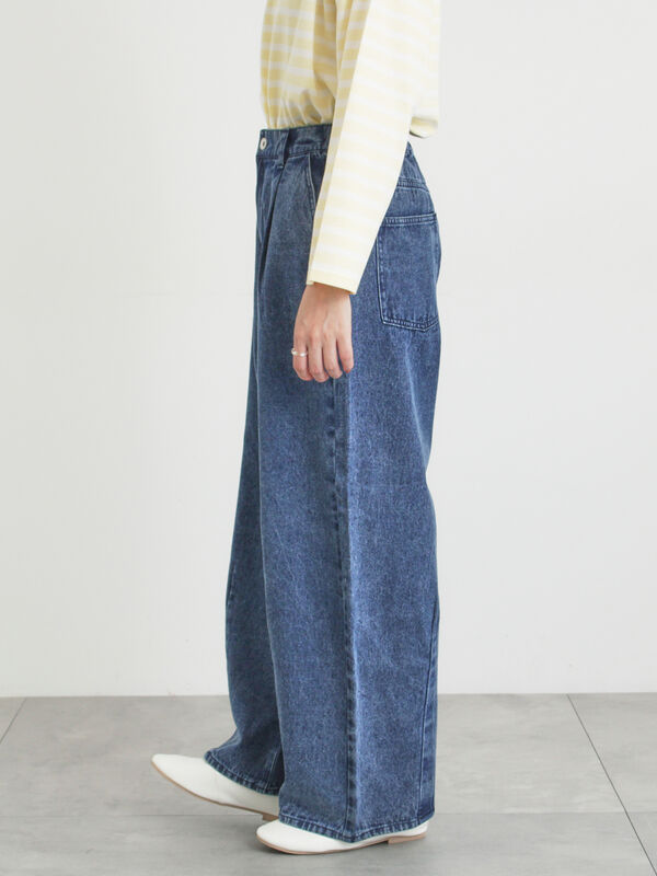 オーガニックコットン】デニムバレルパンツ（サックスブルー/ブルー