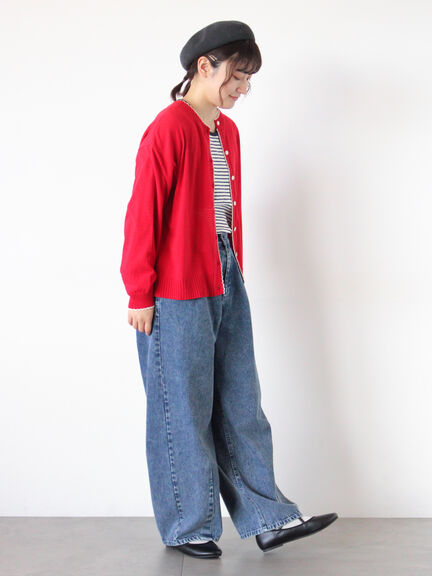 【オーガニックコットン】デニムバレルパンツ（サックスブルー/ブルー/キナリ）｜Samansa Mos2（サマンサ モスモス）通販