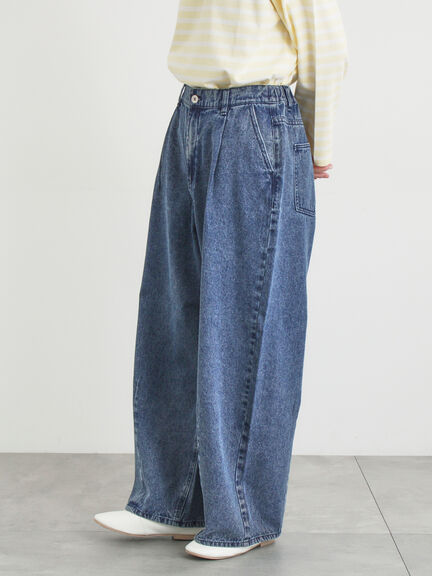 【オーガニックコットン】デニムバレルパンツ（サックスブルー/ブルー/キナリ）｜Samansa Mos2（サマンサ モスモス）通販