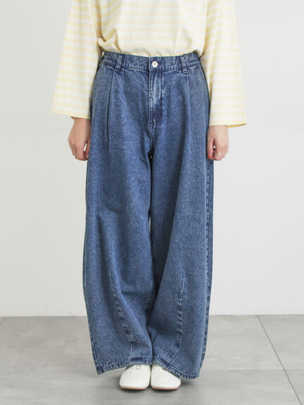 【オーガニックコットン】デニムバレルパンツ（サックスブルー/ブルー/キナリ）｜Samansa Mos2（サマンサ モスモス）通販