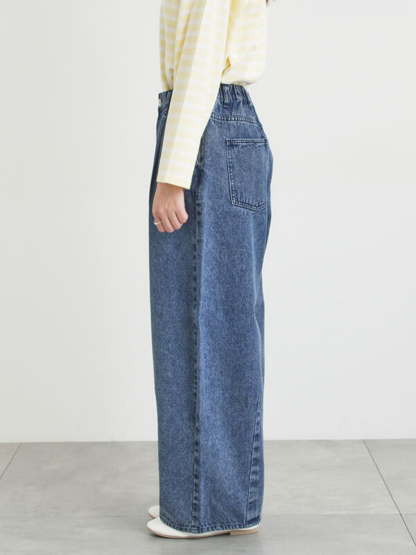 オーガニックコットン】デニムバレルパンツ（サックスブルー/ブルー