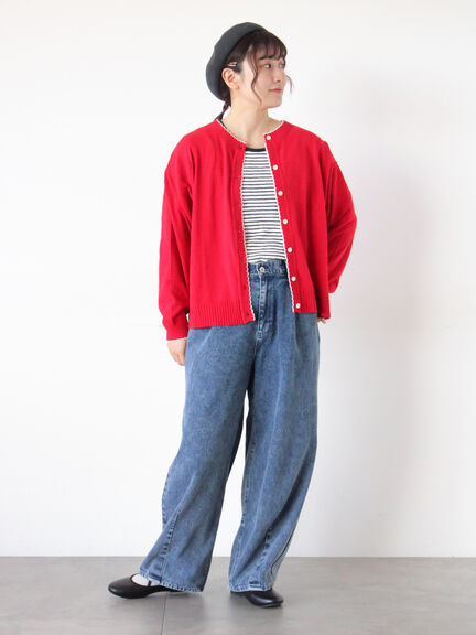 【オーガニックコットン】デニムバレルパンツ（サックスブルー/ブルー/キナリ）｜Samansa Mos2（サマンサ モスモス）通販