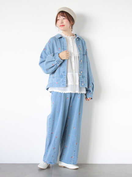 【オーガニックコットン】デニムバレルパンツ（サックスブルー/ブルー/キナリ）｜Samansa Mos2（サマンサ モスモス）通販