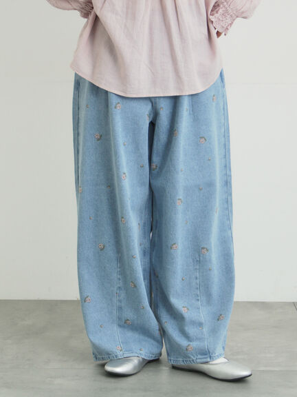 【オーガニックコットン】デニムバレルパンツ（サックスブルー/ブルー/キナリ）｜Samansa Mos2（サマンサ モスモス）通販