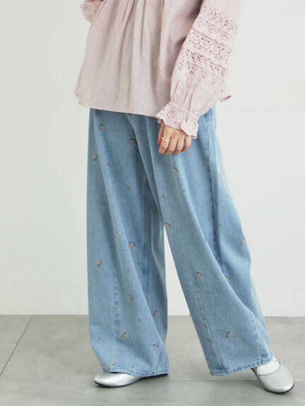 【オーガニックコットン】デニムバレルパンツ（サックスブルー/ブルー/キナリ）｜Samansa Mos2（サマンサ モスモス）通販