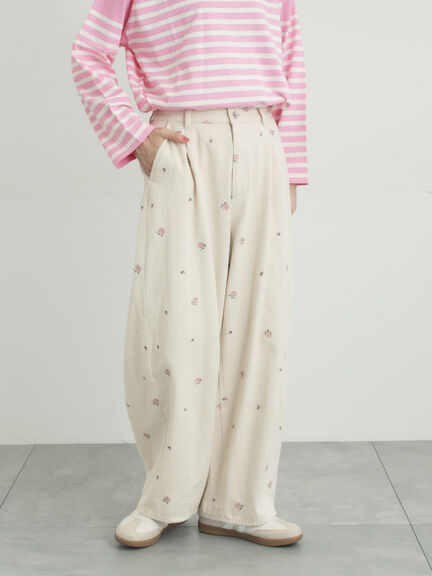 【オーガニックコットン】デニムバレルパンツ（サックスブルー/ブルー/キナリ）｜Samansa Mos2（サマンサ モスモス）通販