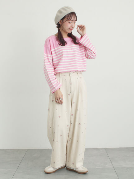 【オーガニックコットン】デニムバレルパンツ（サックスブルー/ブルー/キナリ）｜Samansa Mos2（サマンサ モスモス）通販