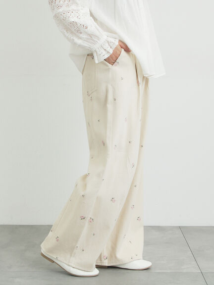 【オーガニックコットン】デニムバレルパンツ（サックスブルー/ブルー/キナリ）｜Samansa Mos2（サマンサ モスモス）通販