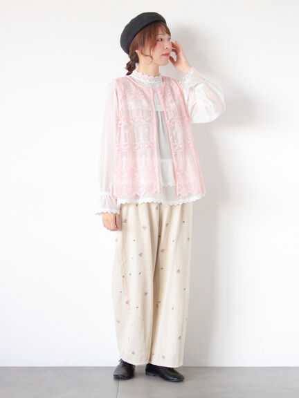 【オーガニックコットン】デニムバレルパンツ（サックスブルー/ブルー/キナリ）｜Samansa Mos2（サマンサ モスモス）通販