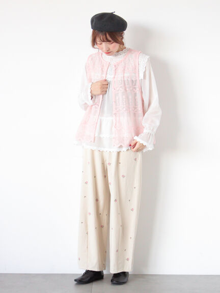 【オーガニックコットン】デニムバレルパンツ（サックスブルー/ブルー/キナリ）｜Samansa Mos2（サマンサ モスモス）通販