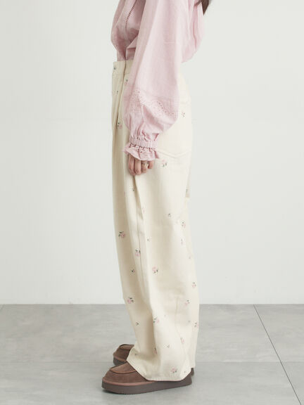 【オーガニックコットン】デニムバレルパンツ（サックスブルー/ブルー/キナリ）｜Samansa Mos2（サマンサ モスモス）通販