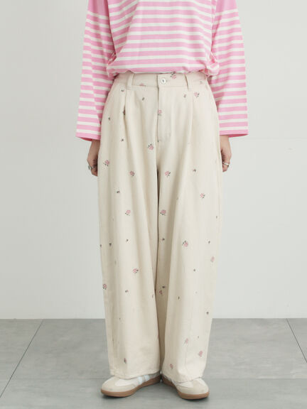 【オーガニックコットン】デニムバレルパンツ（サックスブルー/ブルー/キナリ）｜Samansa Mos2（サマンサ モスモス）通販