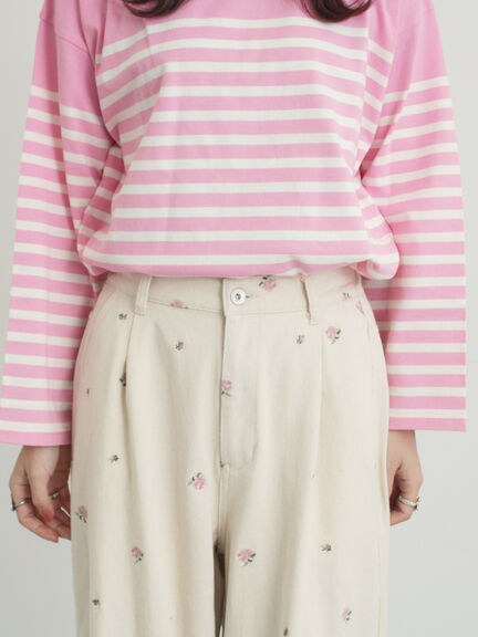 【オーガニックコットン】デニムバレルパンツ（サックスブルー/ブルー/キナリ）｜Samansa Mos2（サマンサ モスモス）通販