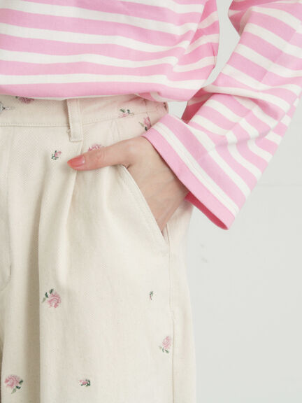 【オーガニックコットン】デニムバレルパンツ（サックスブルー/ブルー/キナリ）｜Samansa Mos2（サマンサ モスモス）通販