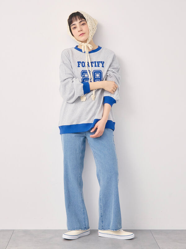 【オーガニックコットン】デニムフレアパンツ（サックスブルー/ブルー/キナリ）｜Samansa Mos2（サマンサ モスモス）通販