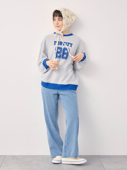 【オーガニックコットン】デニムフレアパンツ（サックスブルー/ブルー/キナリ）｜Samansa Mos2（サマンサ モスモス）通販