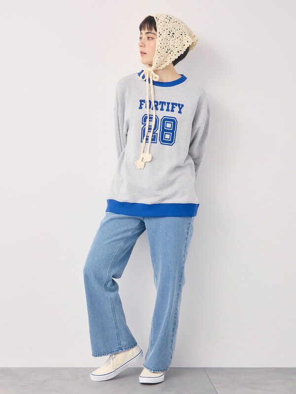 セール】 【オーガニックコットン】デニムフレアパンツ（サックス