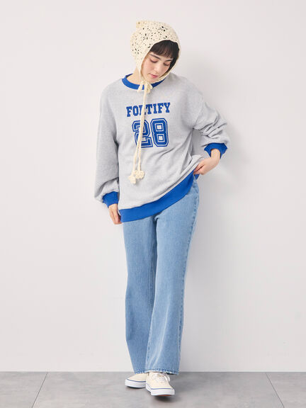 【オーガニックコットン】デニムフレアパンツ（サックスブルー/ブルー/キナリ）｜Samansa Mos2（サマンサ モスモス）通販