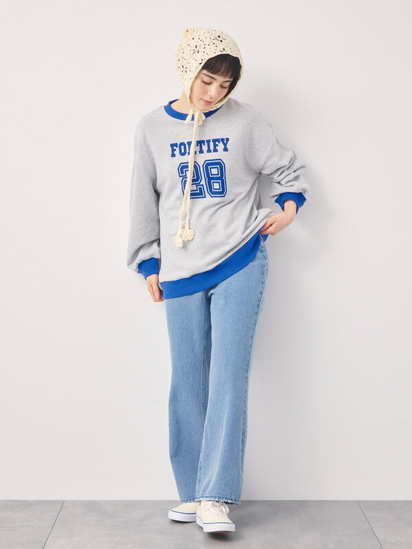 セール】 【オーガニックコットン】デニムフレアパンツ（サックス