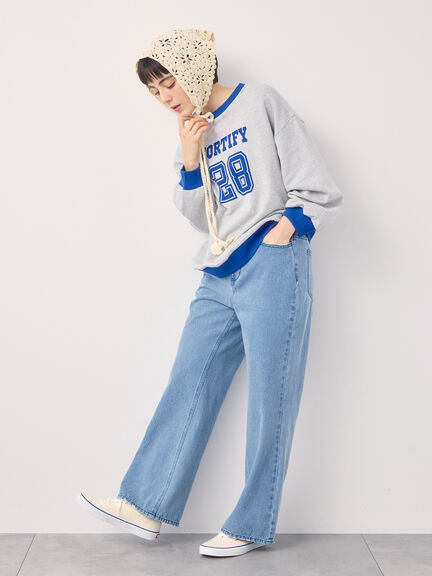 【オーガニックコットン】デニムフレアパンツ（サックスブルー/ブルー/キナリ）｜Samansa Mos2（サマンサ モスモス）通販