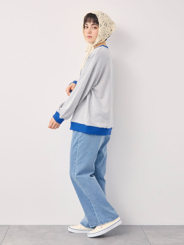 セール】 【オーガニックコットン】デニムフレアパンツ（サックス