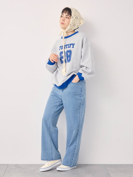 【オーガニックコットン】デニムフレアパンツ（サックスブルー/ブルー/キナリ）｜Samansa Mos2（サマンサ モスモス）通販