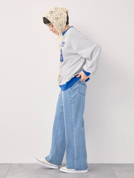 【オーガニックコットン】デニムフレアパンツ（サックスブルー/ブルー/キナリ）｜Samansa Mos2（サマンサ モスモス）通販