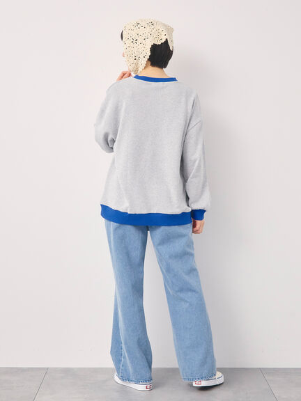 【オーガニックコットン】デニムフレアパンツ（サックスブルー/ブルー/キナリ）｜Samansa Mos2（サマンサ モスモス）通販