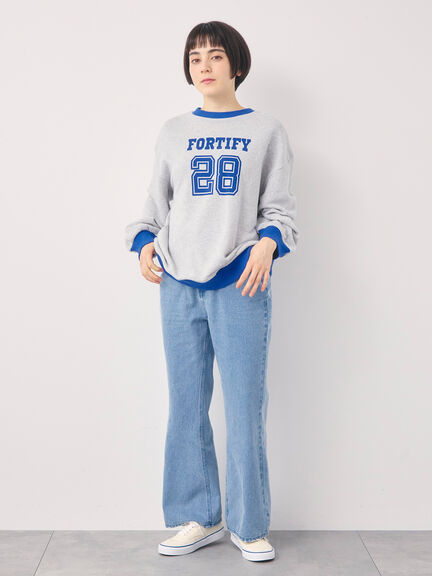 【オーガニックコットン】デニムフレアパンツ（サックスブルー/ブルー/キナリ）｜Samansa Mos2（サマンサ モスモス）通販