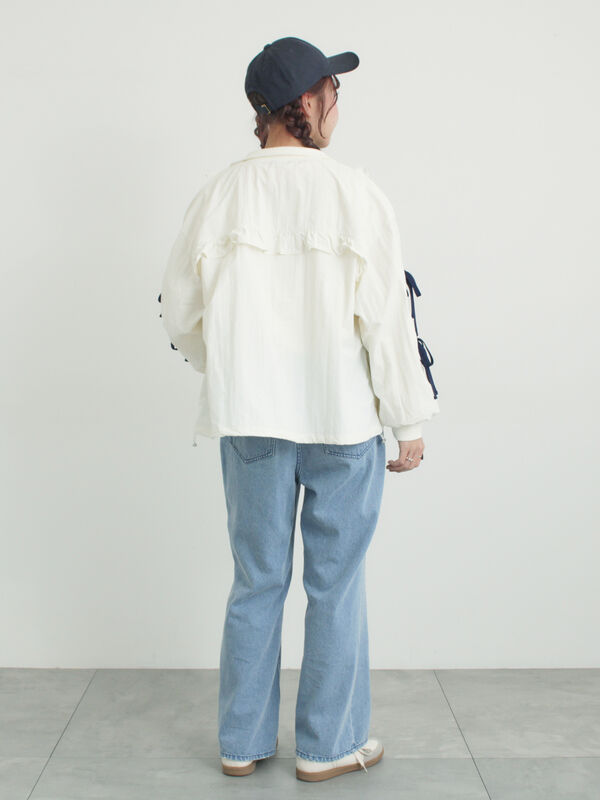 セール】 【オーガニックコットン】デニムフレアパンツ（サックス