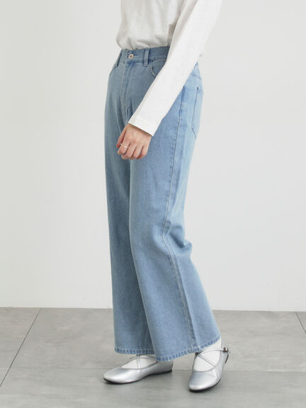 【オーガニックコットン】デニムフレアパンツ（サックスブルー/ブルー/キナリ）｜Samansa Mos2（サマンサ モスモス）通販