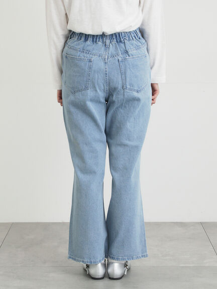 【オーガニックコットン】デニムフレアパンツ（サックスブルー/ブルー/キナリ）｜Samansa Mos2（サマンサ モスモス）通販