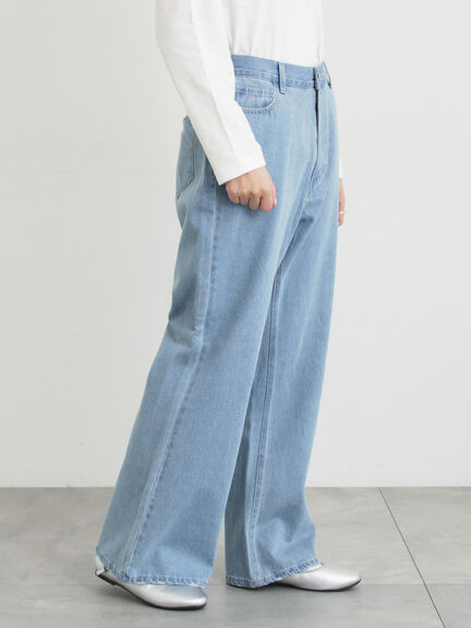 【オーガニックコットン】デニムフレアパンツ（サックスブルー/ブルー/キナリ）｜Samansa Mos2（サマンサ モスモス）通販