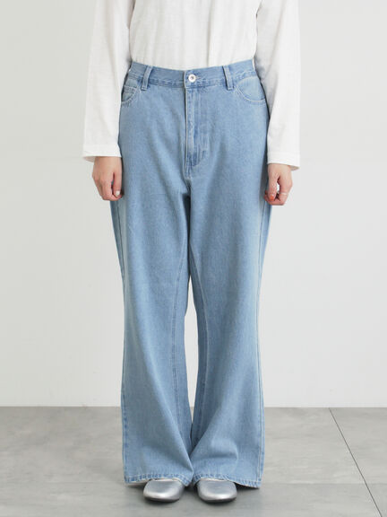 【オーガニックコットン】デニムフレアパンツ（サックスブルー/ブルー/キナリ）｜Samansa Mos2（サマンサ モスモス）通販