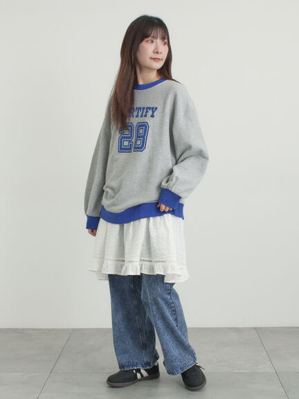 【オーガニックコットン】デニムフレアパンツ（サックスブルー/ブルー/キナリ）｜Samansa Mos2（サマンサ モスモス）通販