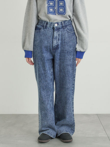 【オーガニックコットン】デニムフレアパンツ（サックスブルー/ブルー/キナリ）｜Samansa Mos2（サマンサ モスモス）通販