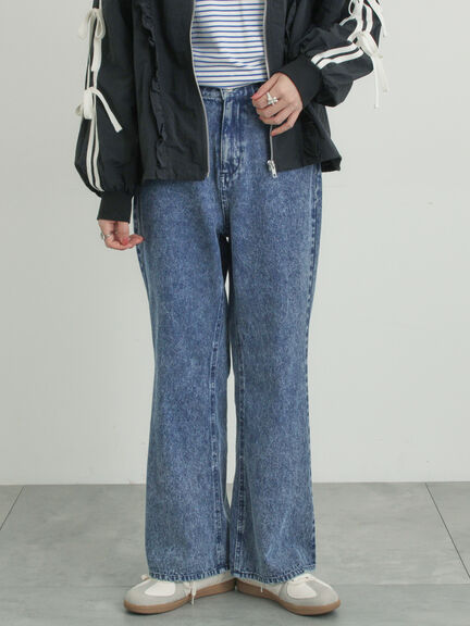 【オーガニックコットン】デニムフレアパンツ（サックスブルー/ブルー/キナリ）｜Samansa Mos2（サマンサ モスモス）通販