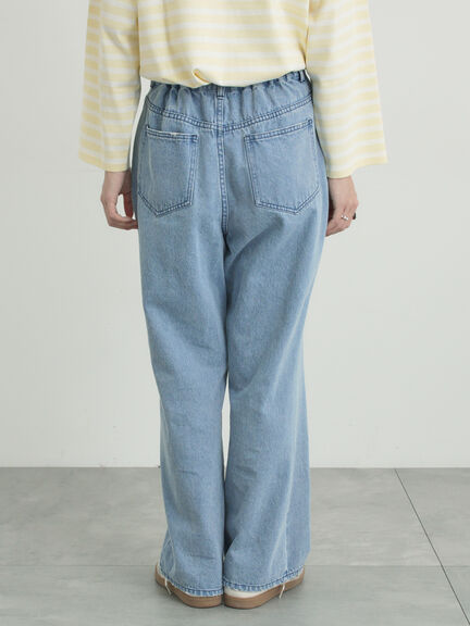 【オーガニックコットン】デニムフレアパンツ（サックスブルー/ブルー/キナリ）｜Samansa Mos2（サマンサ モスモス）通販