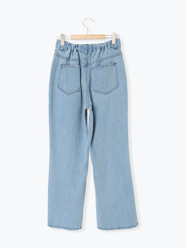 オーガニックコットン】デニムフレアパンツ（サックスブルー/ブルー