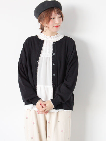 配色スカラップカーディガン（オフホワイト/ブラック/レッド/ミント）｜Samansa Mos2（サマンサ モスモス）通販