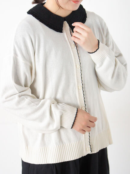 配色スカラップカーディガン（オフホワイト/ブラック/レッド/ミント）｜Samansa Mos2（サマンサ モスモス）通販