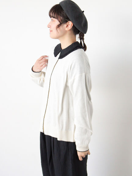 配色スカラップカーディガン（オフホワイト/ブラック/レッド/ミント）｜Samansa Mos2（サマンサ モスモス）通販